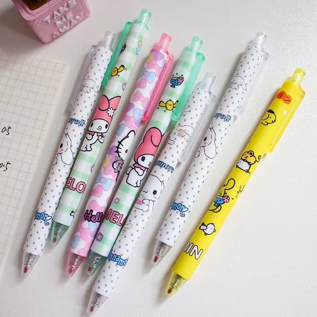 6pcs cute cartoon pens gel pen stationery cute japanese school supplies  school supplies stationery stationary pens